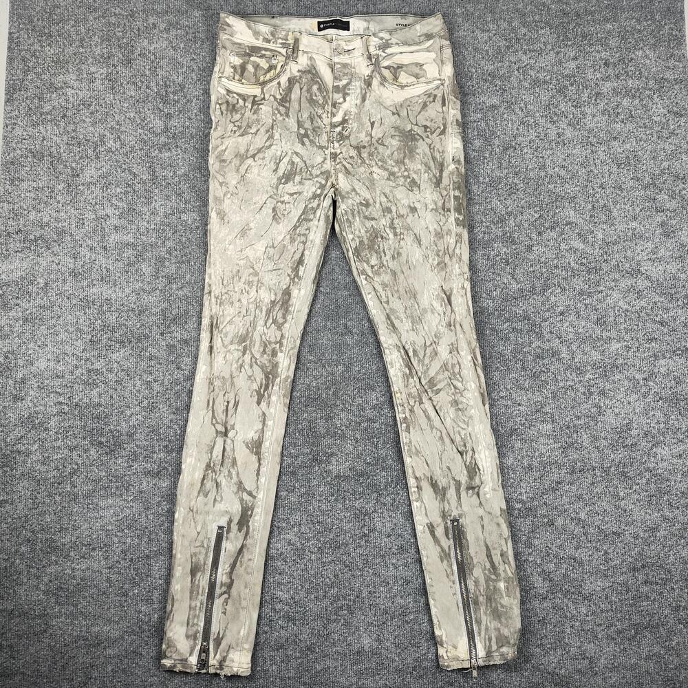 Purple Brand Jeans Mens 33x33 Gray Acid Wash Slim Skinny Ankle Zip Denim P001